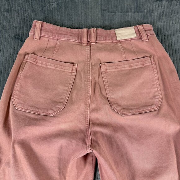 Paige Anessa High Rise WIde Leg Rose Blush Womens 29 Petite Pink Button Fly - Picture 4 of 11